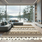 Earthy Stripes With Jagged Edge Accents Rug