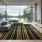 Elegant Gold Black Stripe Rug