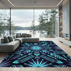 Teal and Purple Tribal Arrow Starburst Rug