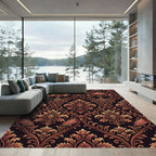 Rich Red Golden Acanthus Swirl Rug