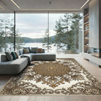 Ornate Gold Filigree Mandala Rug