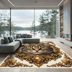 Ornate Golden Tabby Cat Portrait Rug