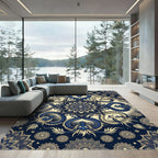 Majestic Navy Blue Dragon Mandala Rug