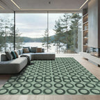 Sage Green Circular Linked Pebble Grid Rug