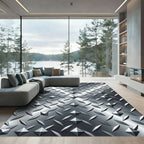 Industrial Silver Metallic Diamond Plate Rug