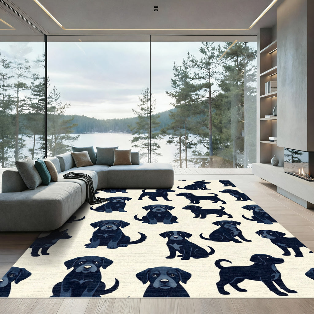 Charming Black Labrador Puppy Surface Rug