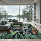 Jungle Leopard Bird of Paradise Bloom Rug