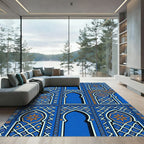 Intricate Royal Blue Arched Tile Rug