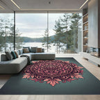 Ornate Blush Rose Floral Medallion Rug