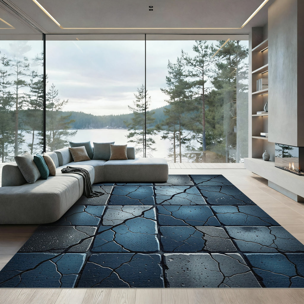 Cracked Slate Tile Mosaic Rug