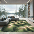 Sage Green Topographic Contour Landscape Rug
