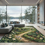 Enchanted English Cottage Garden Landscape Rug