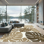 Modern Tropical Monstera Leaf Earthy Rug