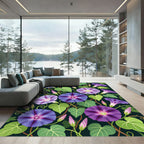 Vibrant Purple Morning Glory Floral Rug