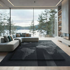 Monochrome Industrial Map Global Wall Art Rug