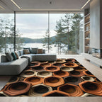 Earthy Terracotta Hexagonal Honeycomb Mosaic Rug