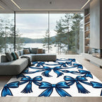 Elegant Deep Blue Bow Swag Repeat Rug