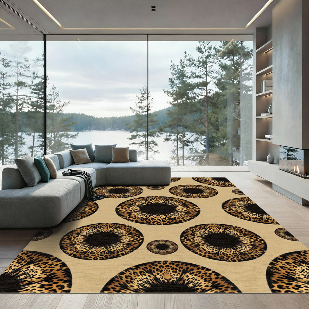 Leopard Eye Aesthetic Circular Neutral Rug