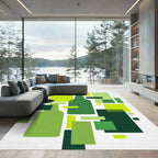 Abstract Geometric Green Bottle Composition Rug