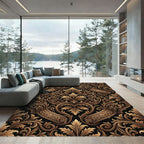 Elegant Gold Acanthus Scrollwork Rug