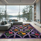 Ornate Lavender Botanical Garden Tile Rug