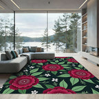 Deep Crimson Rose Assemblage Rug