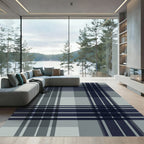 Classic Charcoal And Slate Plaid Rug