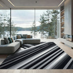Monochrome Diagonal Stripe Overlap Rug