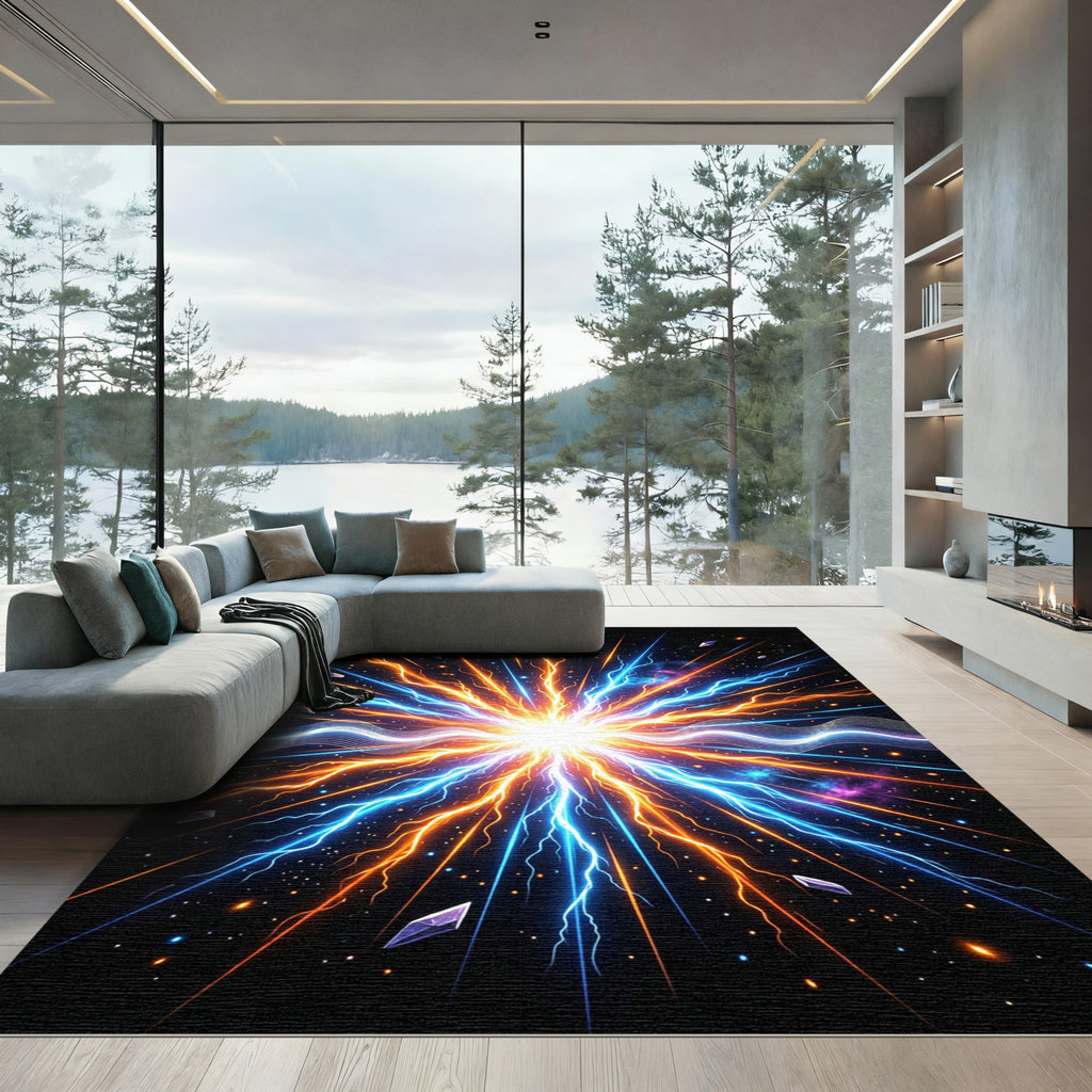 Celestial Lightning Burst Energy Rug