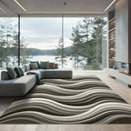 Modern Sculptural Monochrome Flowing Wave Rug