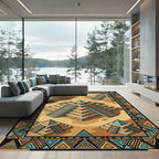 Aztec Gold Pyramids Earth Tone Geometric Rug