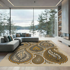 Golden Leaf Paisley Compositions Rug