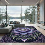 Elegant Violet Lotus Floral Mandala Rug