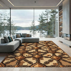 Bronze Chain Linked Geometric Industrial Rug