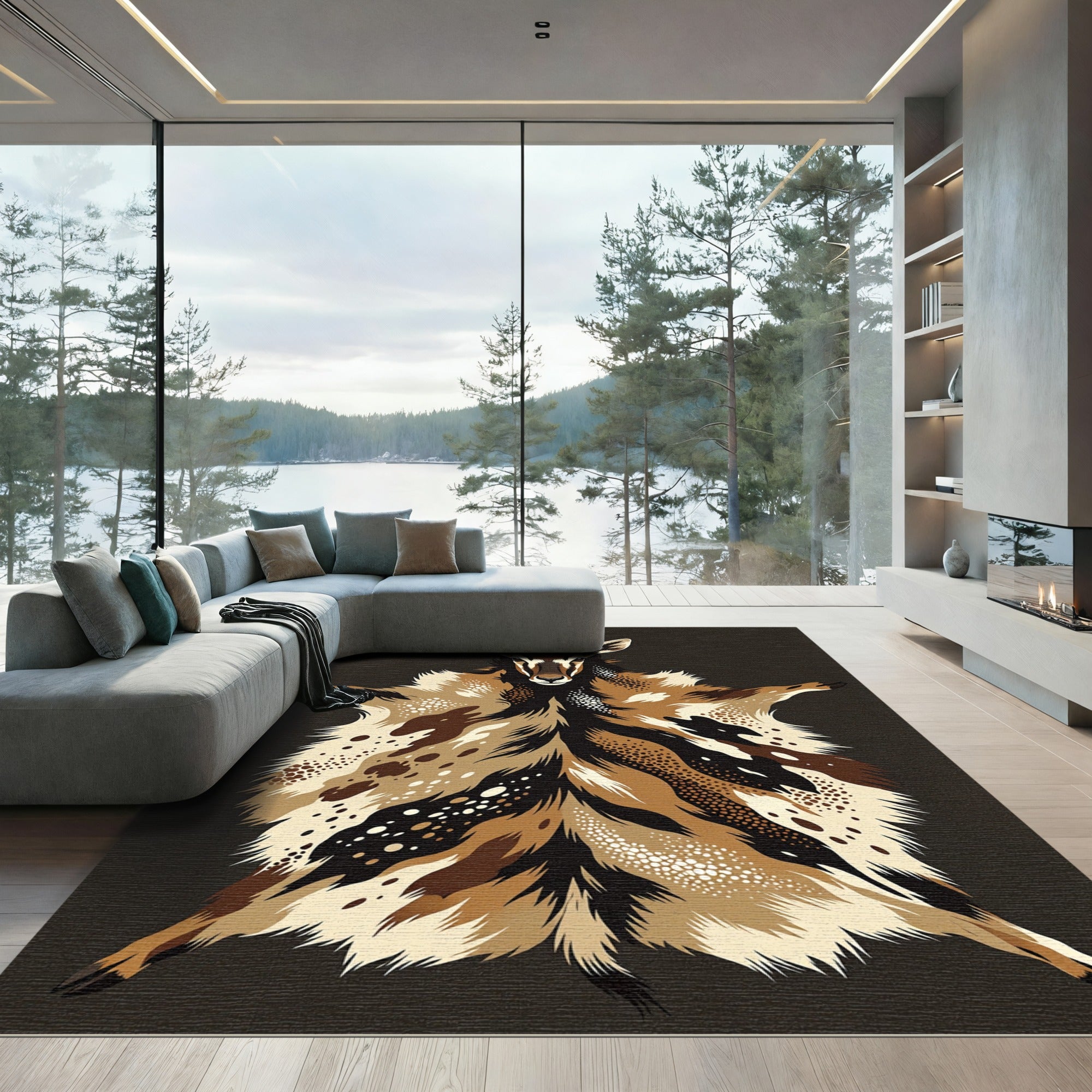 Abstract Antelope Pelt Earth Tone Rug