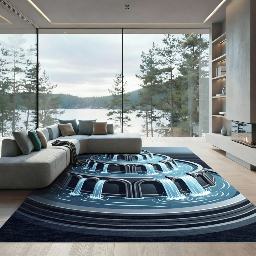 Tiered Arch Waterfall Blue Rug