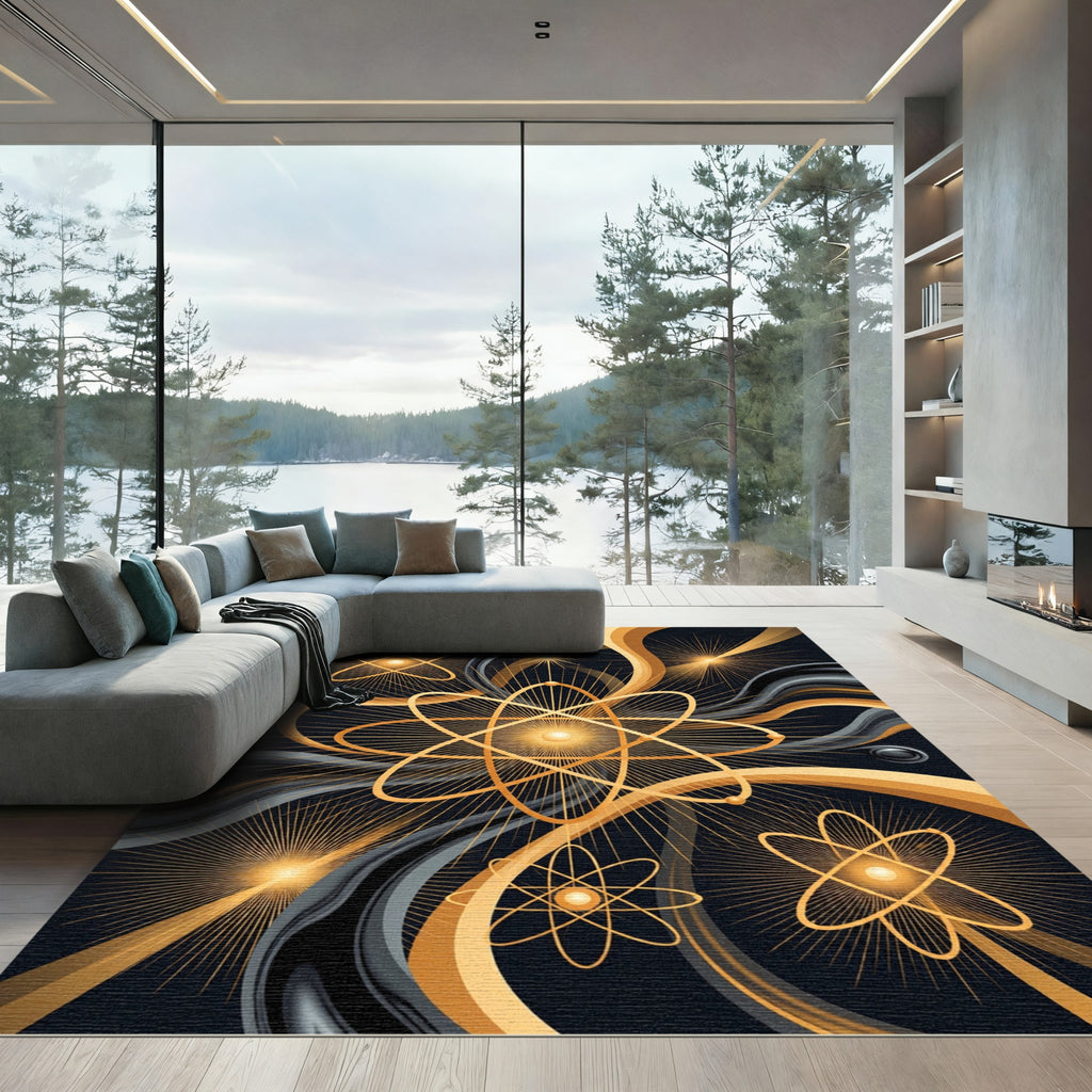 Golden Atomic Orbital Abstract Radiance Rug