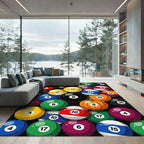 Colorful Billiard Ball Pumpkin Collage Rug