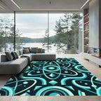 Teal Atomic Abstract Geometric Rug