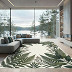 Enchanting Forest Fern Leaf Border Rug