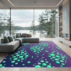 Aqua Dots on Purple Gradient Rug