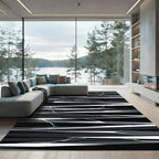 Monochromatic Abstract Jagged Lines Rug