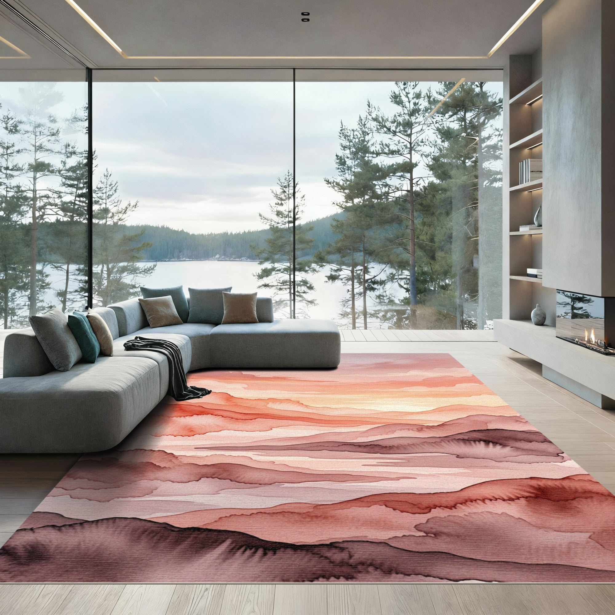 Ethereal Sunset Gradient Abstract Landscape Rug