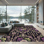 Gothic Rose Candelabra Grape Damask Rug