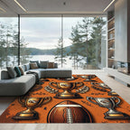 Vintage Rustic Football Trophy Illustration Rug