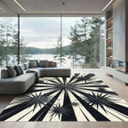 Monochrome Radiant Starburst Geometric Rug