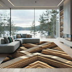 Earthy Geometric Steps Illusion Rug