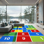 Vibrant Grid Art Number Square Rug