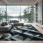 Monochrome Geometric Angular Abstract Rug