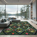 Teal Enamel Garden Diamond Lattice Rug